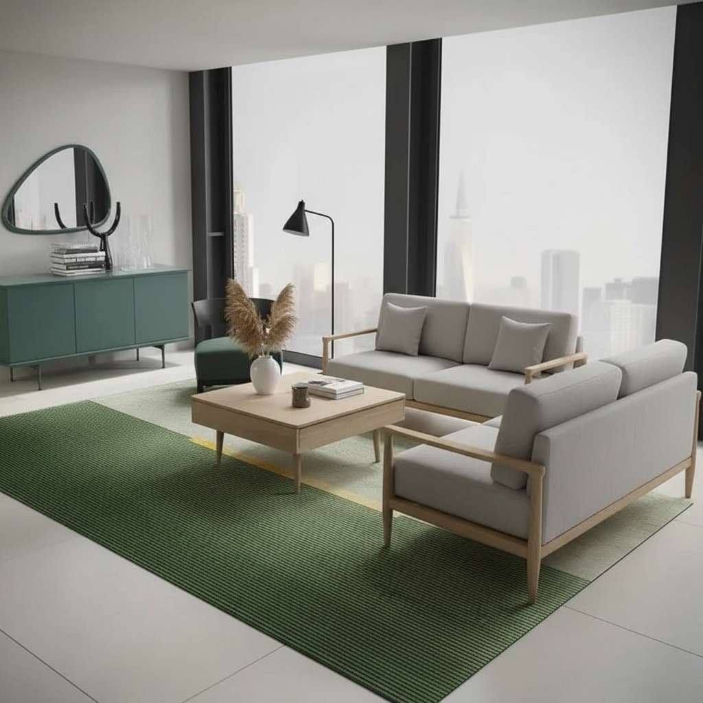 Tapis pour chambre style nordique Vert élégant