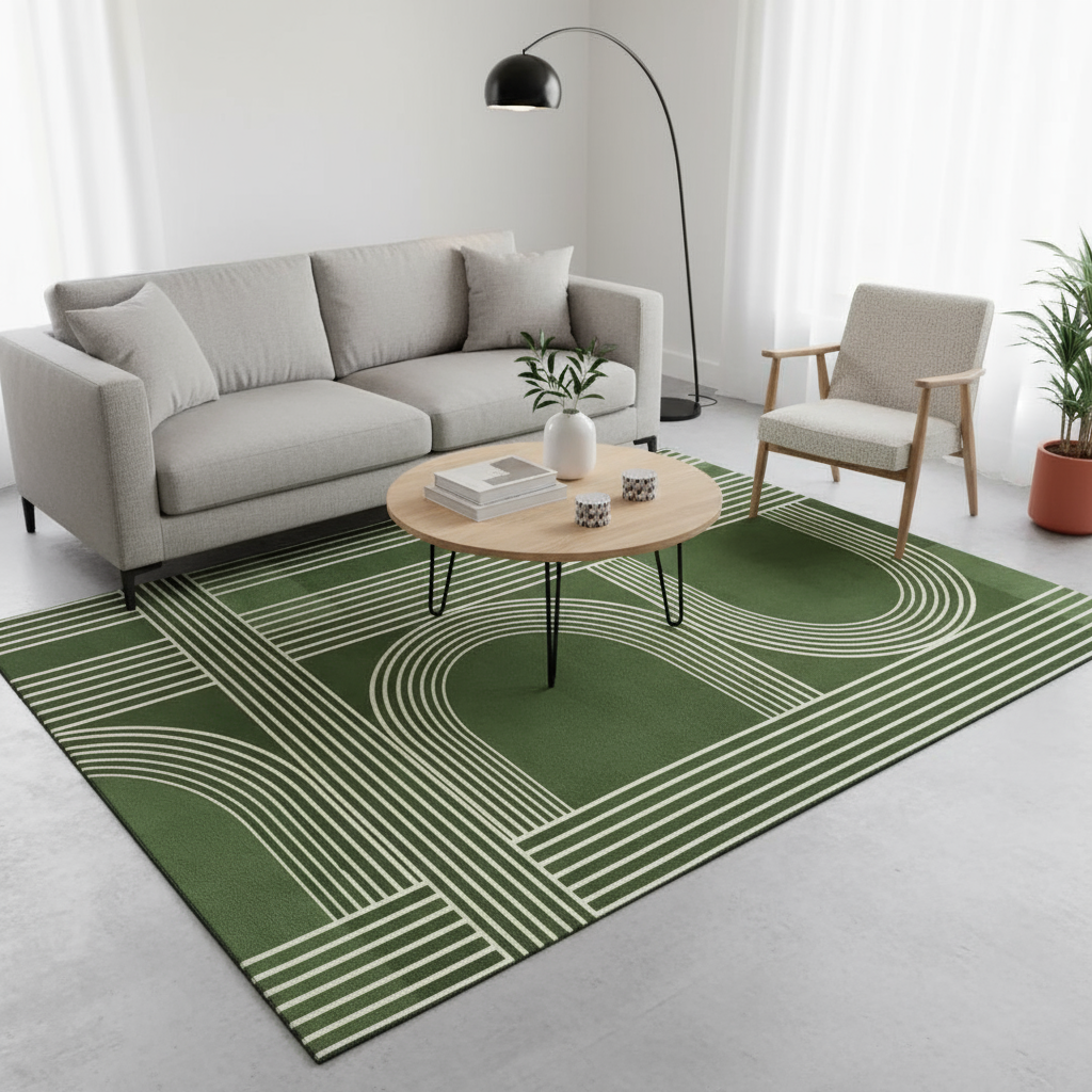 Tapis pour chambre style nordique Art Géométrique Vert