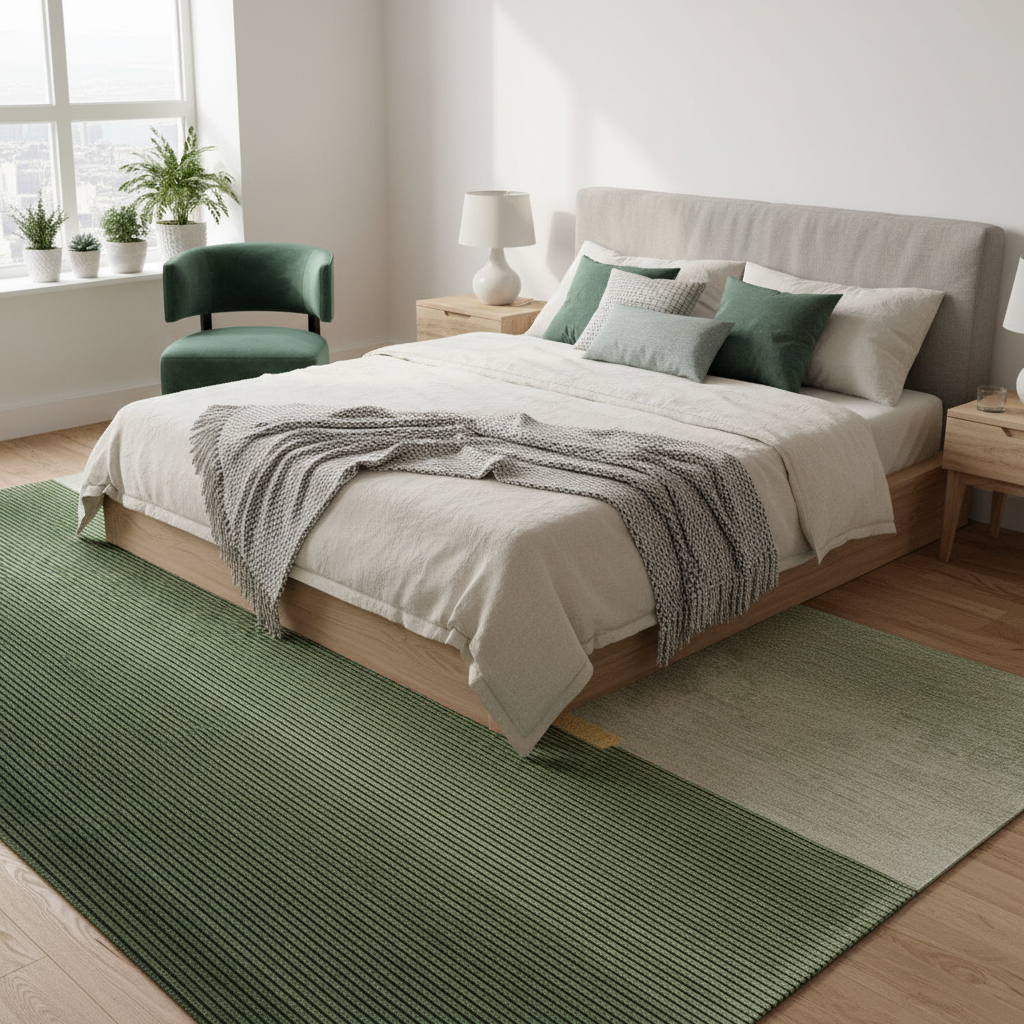 Tapis nordique vert élégant dans une chambre