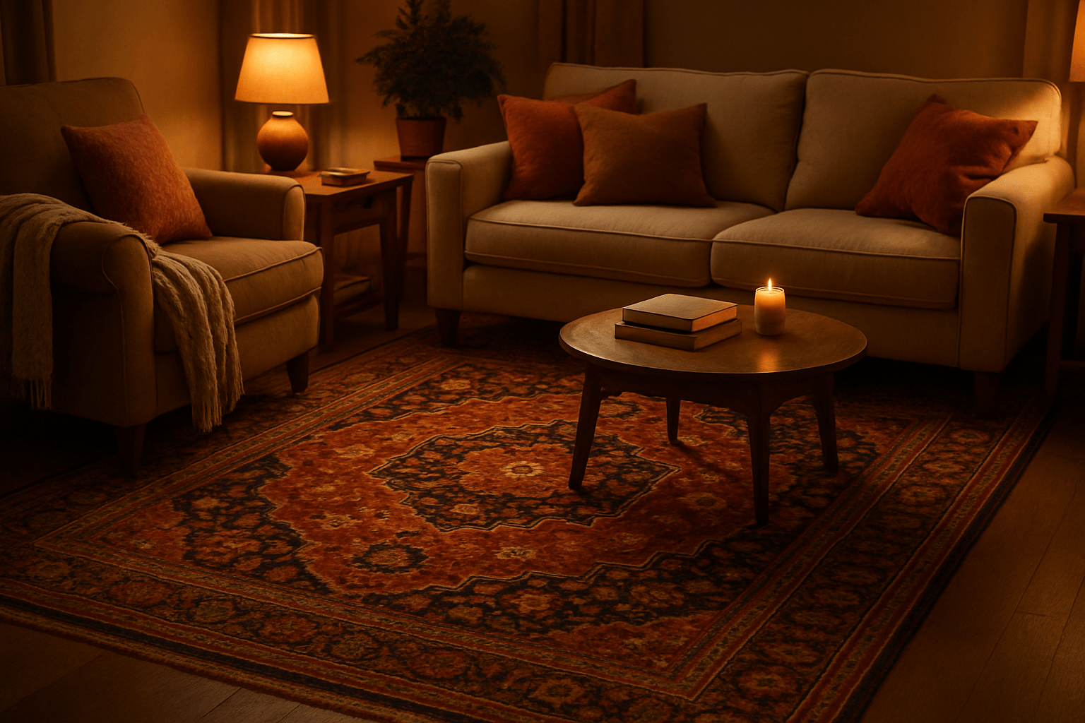 un tapis dans un espace cosy et chaleureux