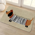 Tapis d'entrée rayé à motif teckel