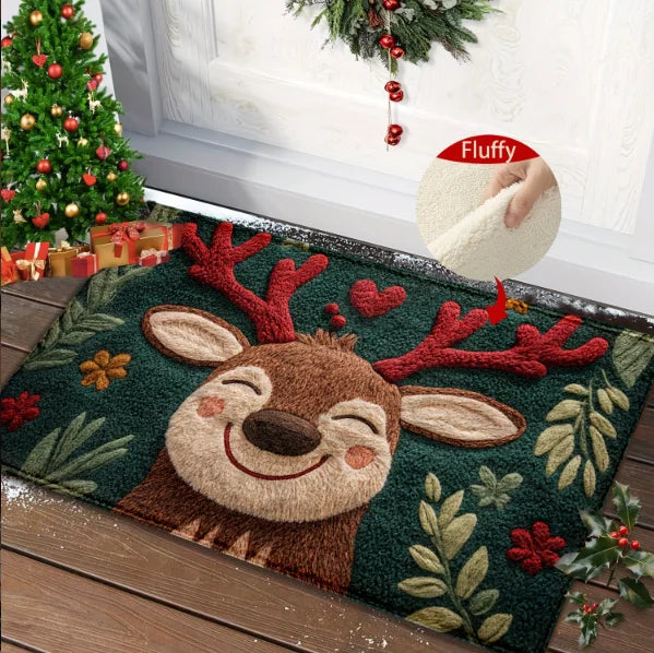 Tapis de porte de Noël Renne joyeux