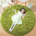 Tapis shaggy rond moelleux Vert