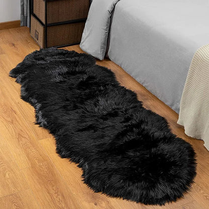 Tapis moelleux en fausse fourrure Noir — Shaggy Premium