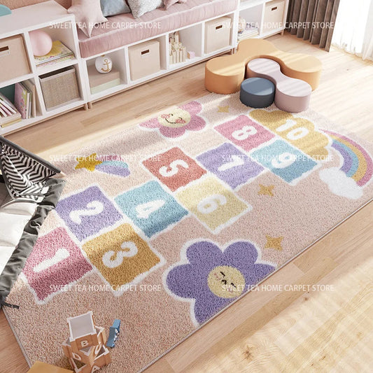 Tapis de chambre style marelle Arc-en-ciel Cosysol