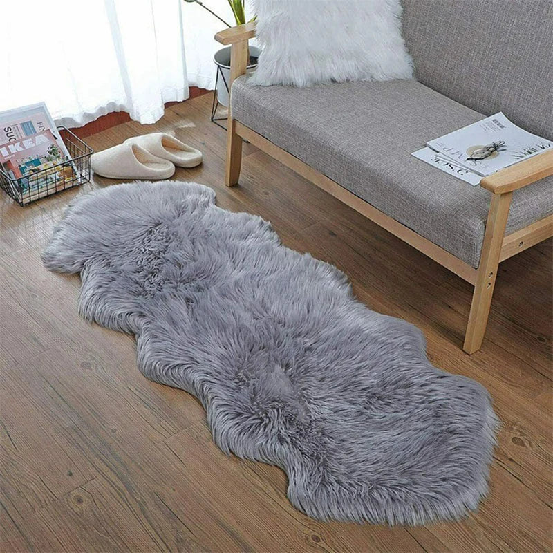 Tapis moelleux en fausse fourrure Gris — Shaggy Premium