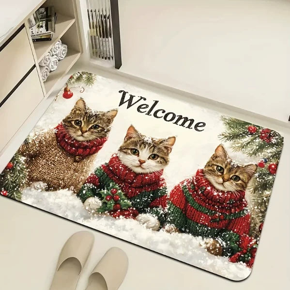 Tapis de porte de Noël 3 Chatons