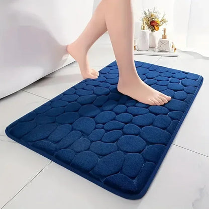 Tapis de bain antidérapant Bleu Microfibre