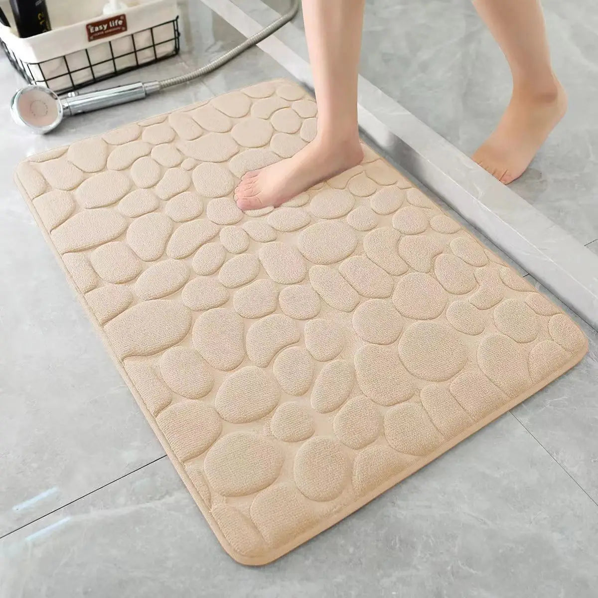 Tapis de bain antidérapant Beige Microfibre
