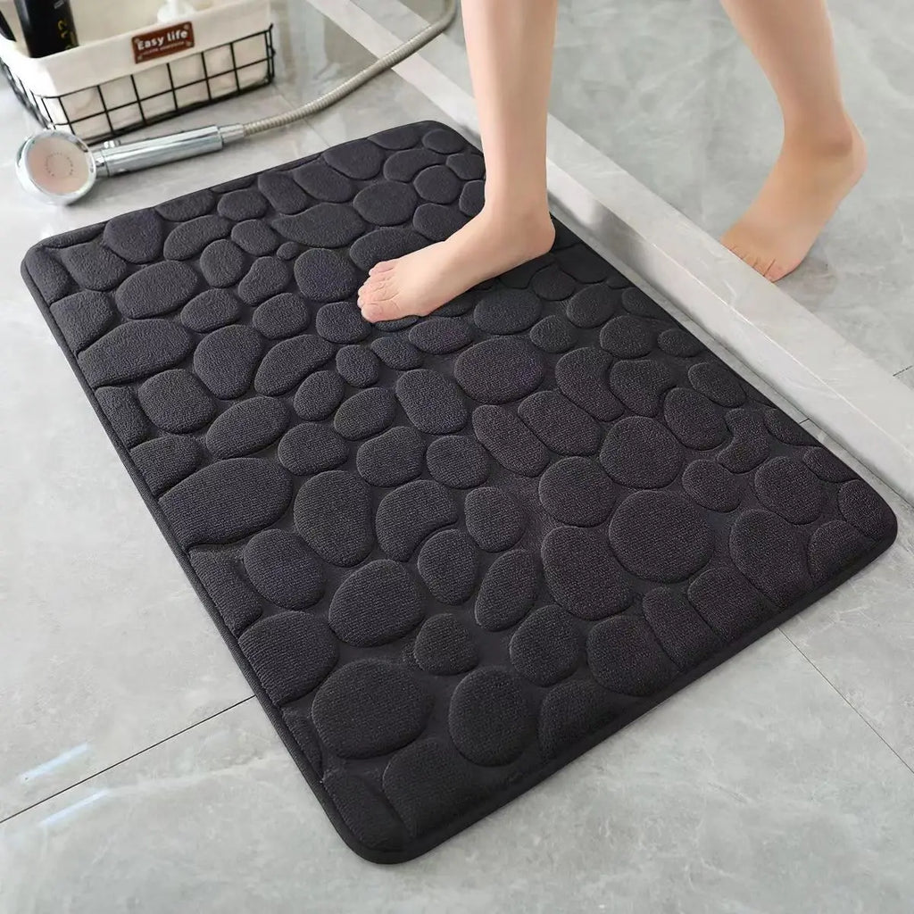 Tapis de bain antidérapant Noir — Microfibre Premium