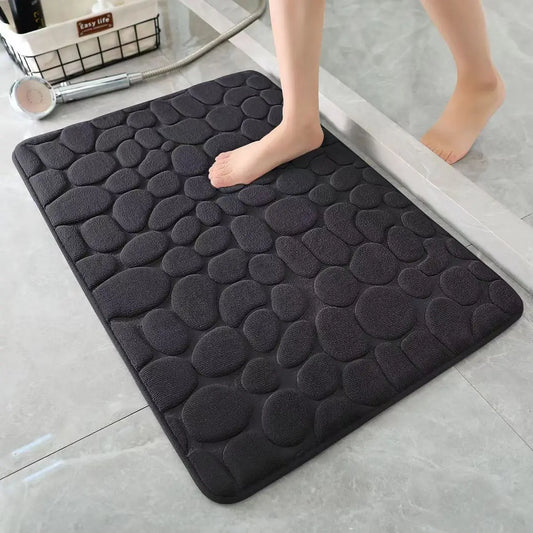 Tapis de bain antidérapant Noir Microfibre