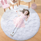 Tapis shaggy rond moelleux Blanc