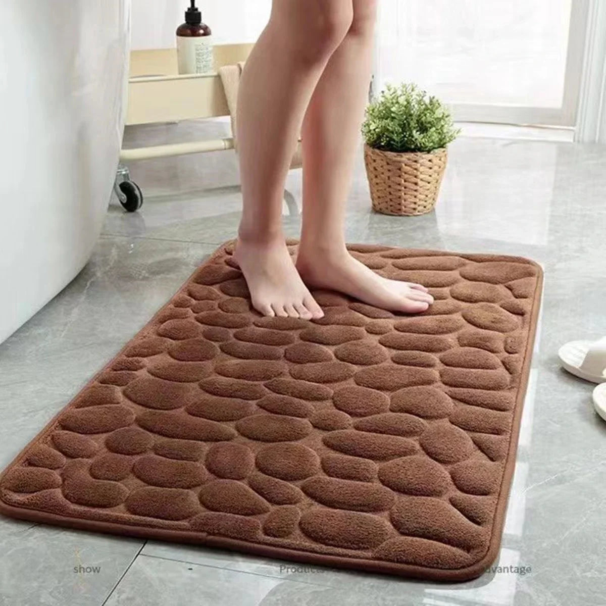Tapis de bain antidérapant Marron Microfibre