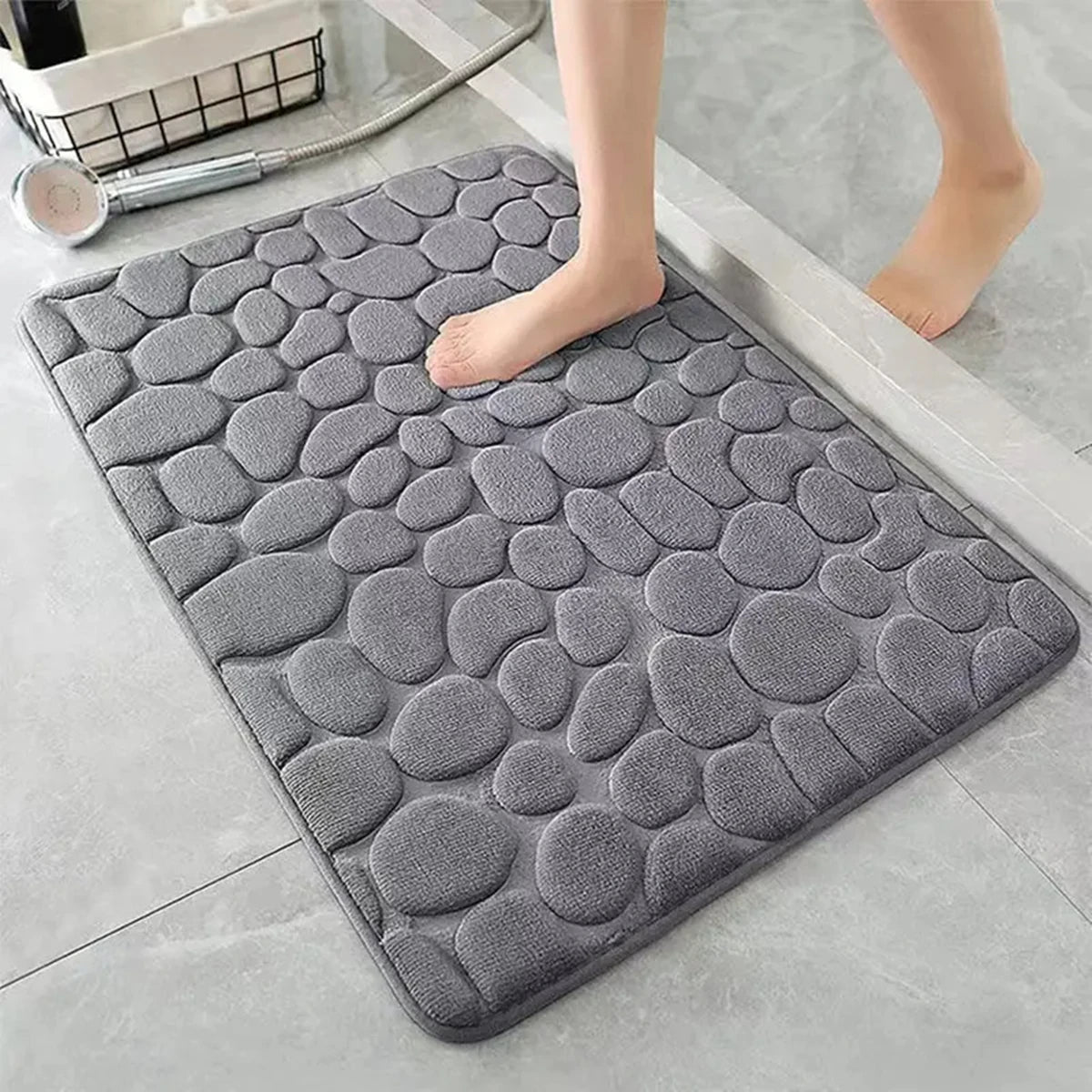 Tapis de bain antidérapant Gris Microfibre
