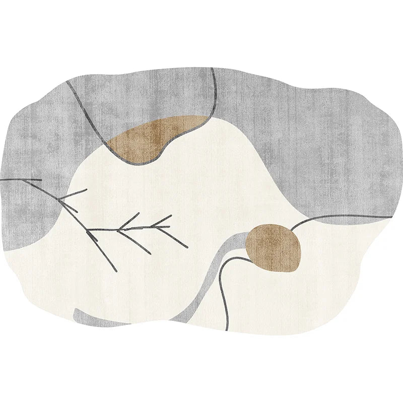 Tapis nordique de forme irrégulière Beige Gris