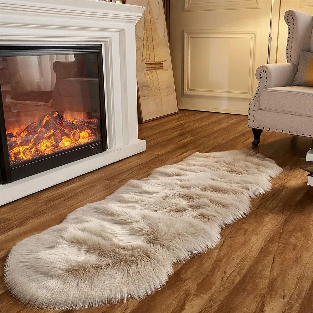 Tapis moelleux en fausse fourrure Beige — Shaggy Premium