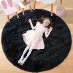 Tapis shaggy rond moelleux Noir