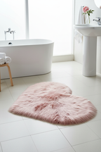 Tapis Shaggy en forme de cœur rose - Salle de bain spa