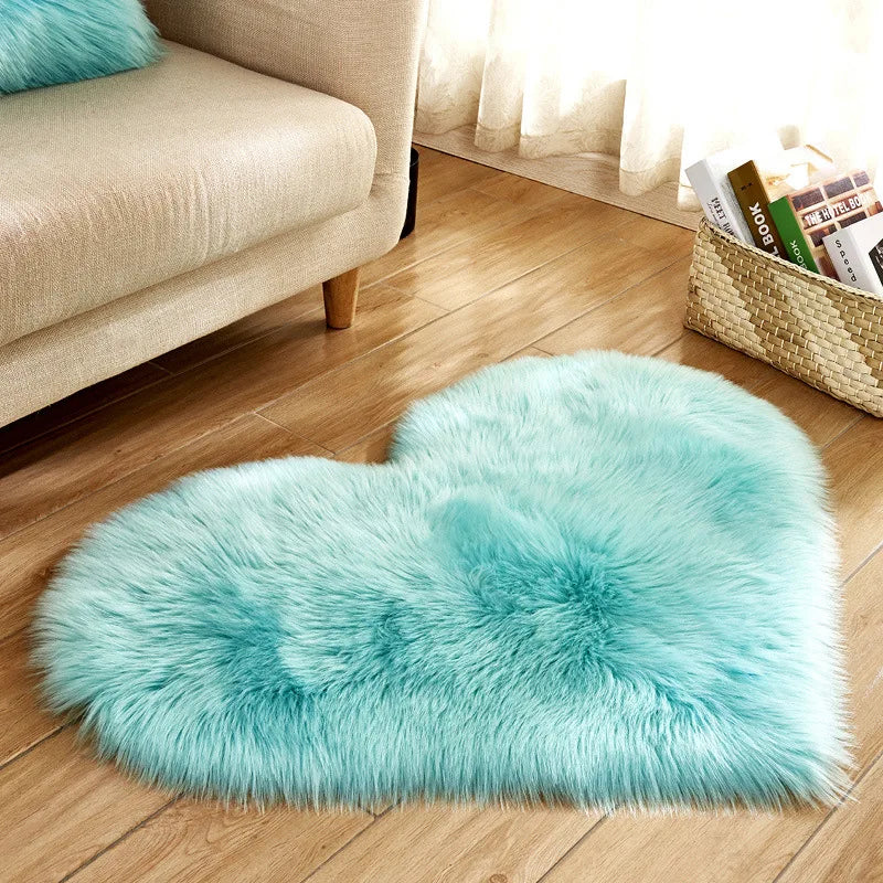 Tapis Shaggy en forme de cœur Bleu ciel