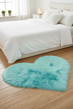 Tapis Shaggy en forme de cœur turquoise - Chambre moderne
