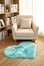 Tapis Shaggy en forme de cœur turquoise - Coin lecture