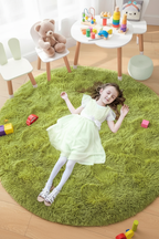 Tapis Shaggy rond vert pomme - Chambre d'enfant