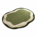 Vue artistique tapis irrégulier velours vert et crème