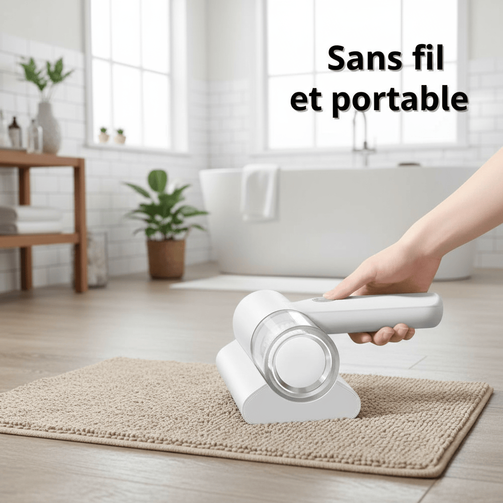 Aspirateur UV sans fil tapis - Portatif et Efficace pour un Nettoyage Optimal Blanc