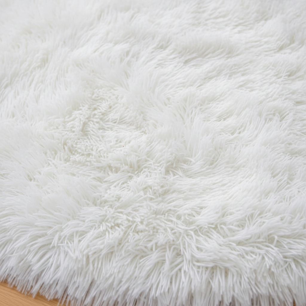 Détail macro poils tapis blanc