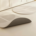 Double Tapis de Cuisine Antidérapant Beige Ovale