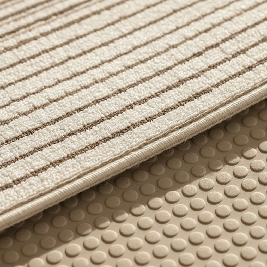 Double Tapis de Cuisine Antidérapant Beige Ovale
