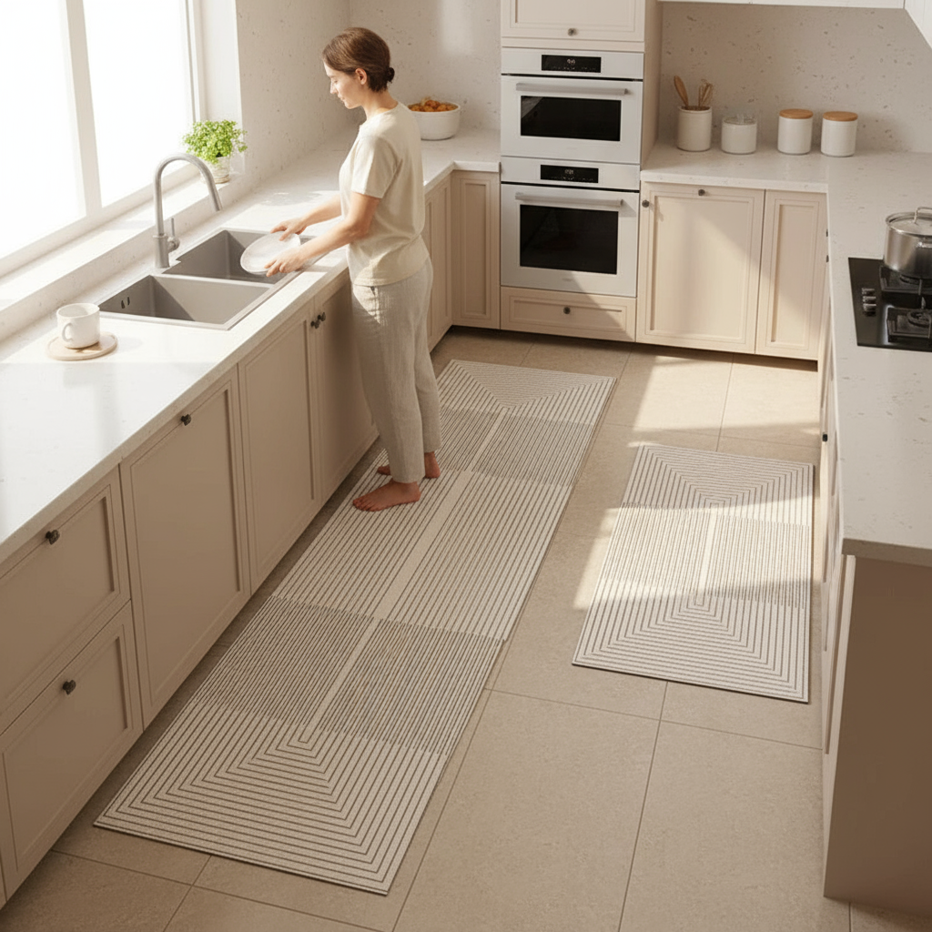Double Tapis de Cuisine Antidérapant Géométrique pour un Intérieur Sécurisé