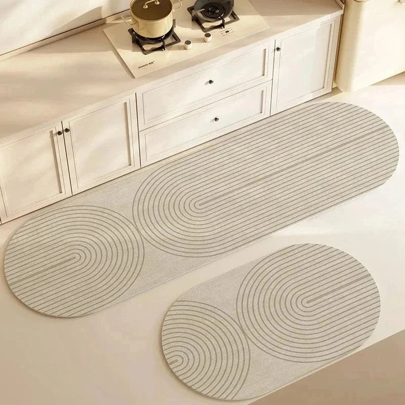 Ma boutique Beige / 40x60cm Double Tapis de cuisine antidérapant Ovale