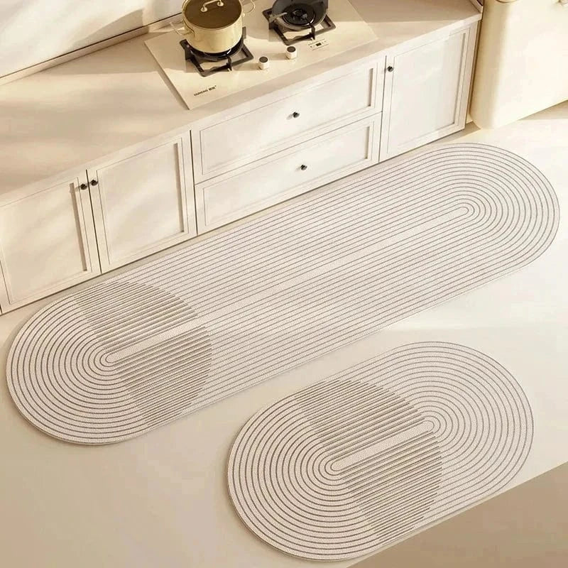 Ma boutique Beige / 40x60cm Double Tapis de cuisine antidérapant Ovale Beige