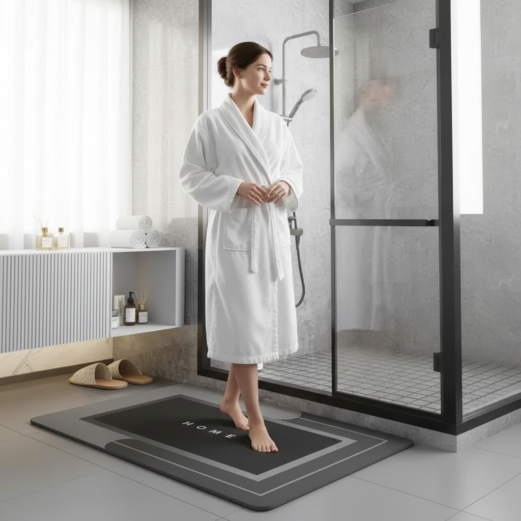 Femme peignoir tapis anthracite