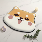 Flat lay tapis de bain chien