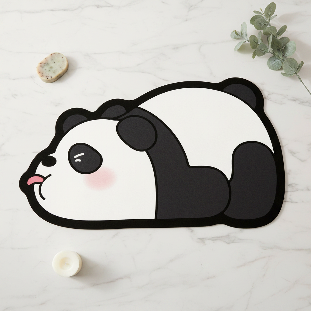Flat lay tapis panda farceur