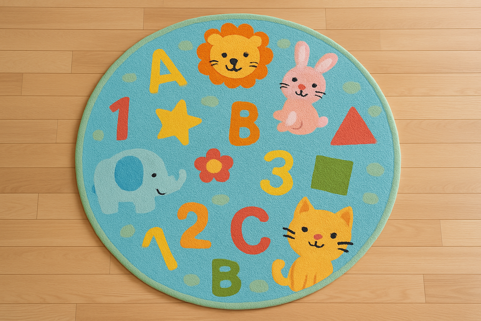 génère moi une image de tapis rond pour enfant