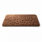 Tapis de bain marron galets sur fond blanc avec ombre douce