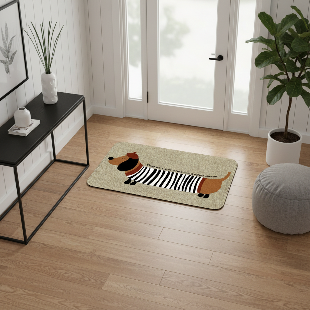 Tapis teckel rayé - Entrée moderne élégante
