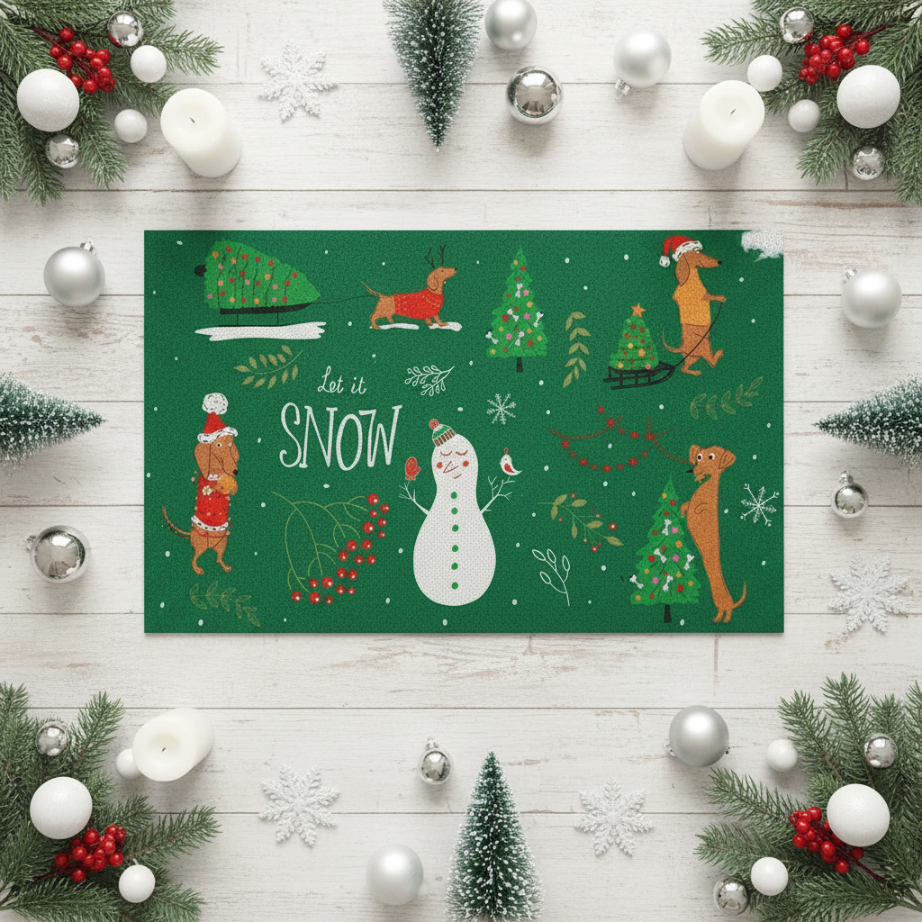 Tapis de porte de Noël Snow