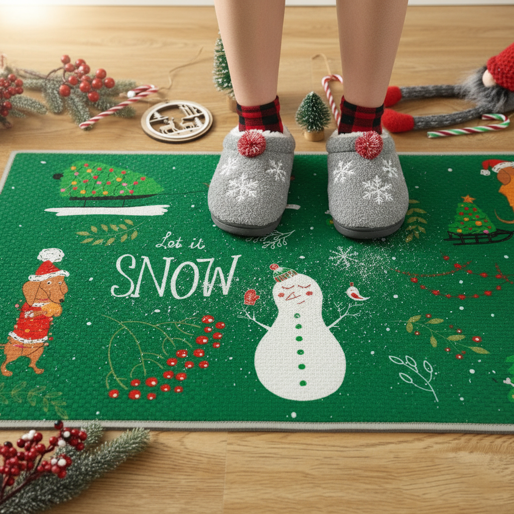 Tapis de porte de Noël Snow