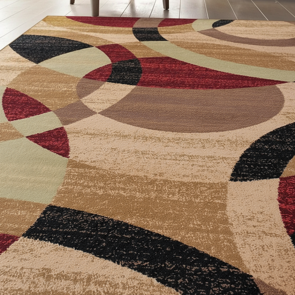 Tapis géométrique Nordique Design Maron Chic - survol