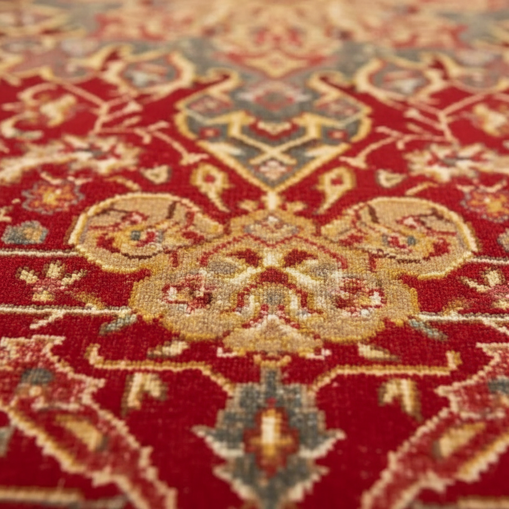 Tapis Berbère Floral Rouge Vif Doré - vue 3