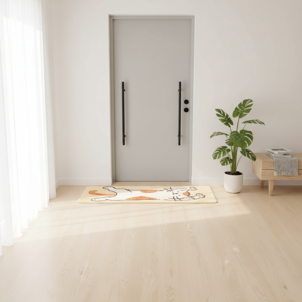 Mini Tapis VIKAMA Chat joueur - Ambiance entrée scandinave