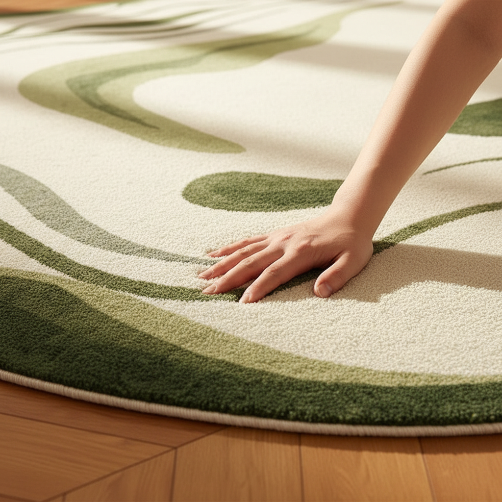 Main caressant tapis vert artistique