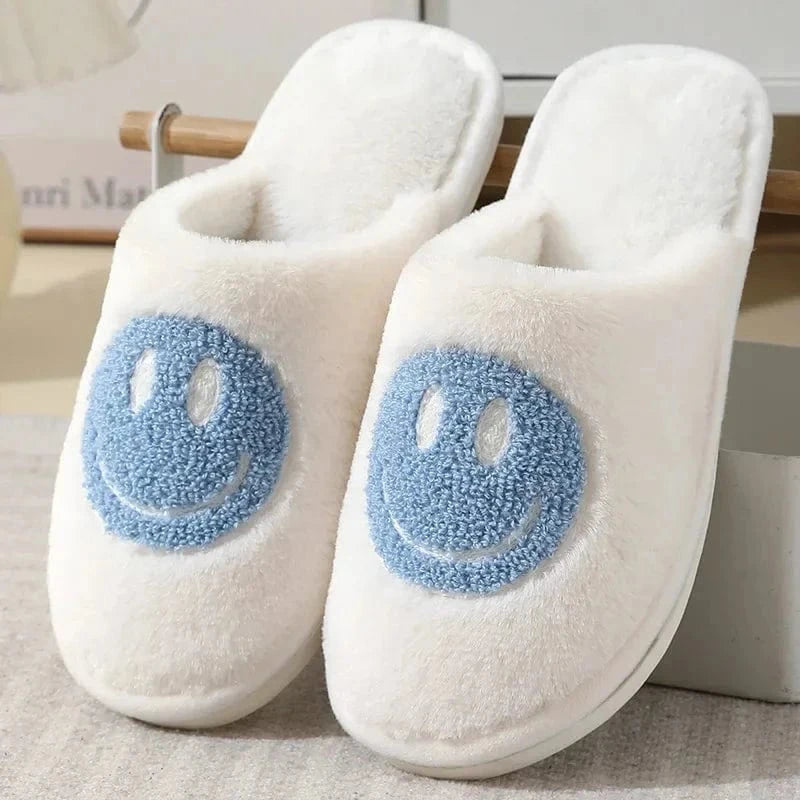 Cosysol Blanc / 36-37 Pantoufles Blanc en coton Smiley Bleu