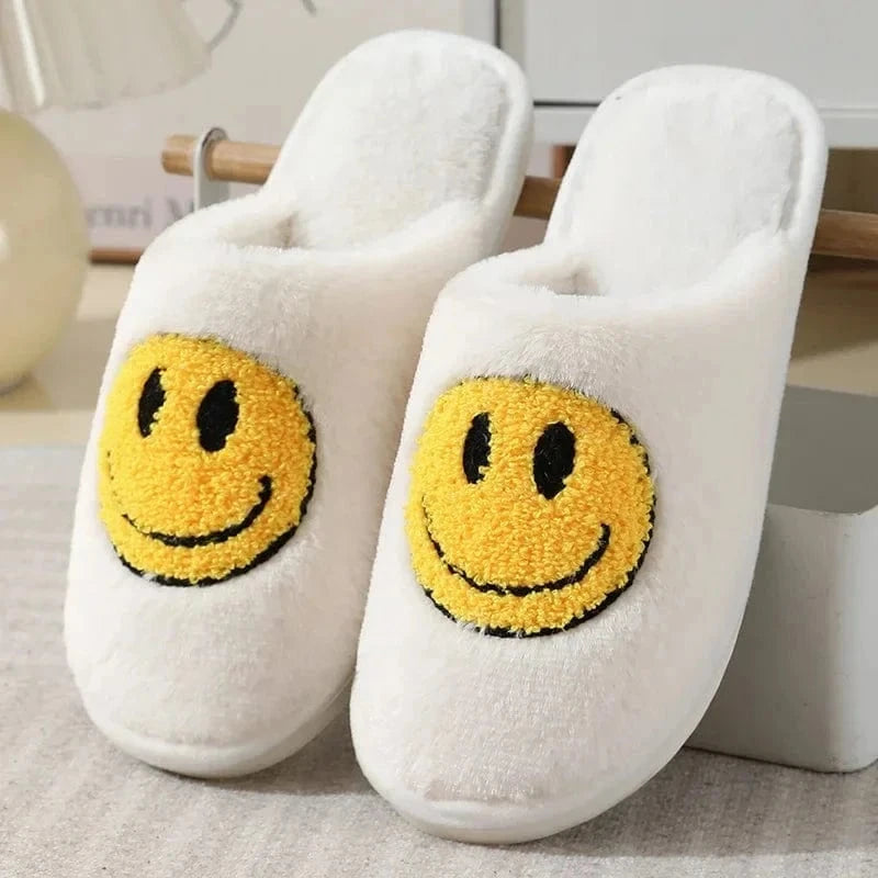 Cosysol Clair / 36-37 Pantoufles Blanc en coton Smiley Jaune