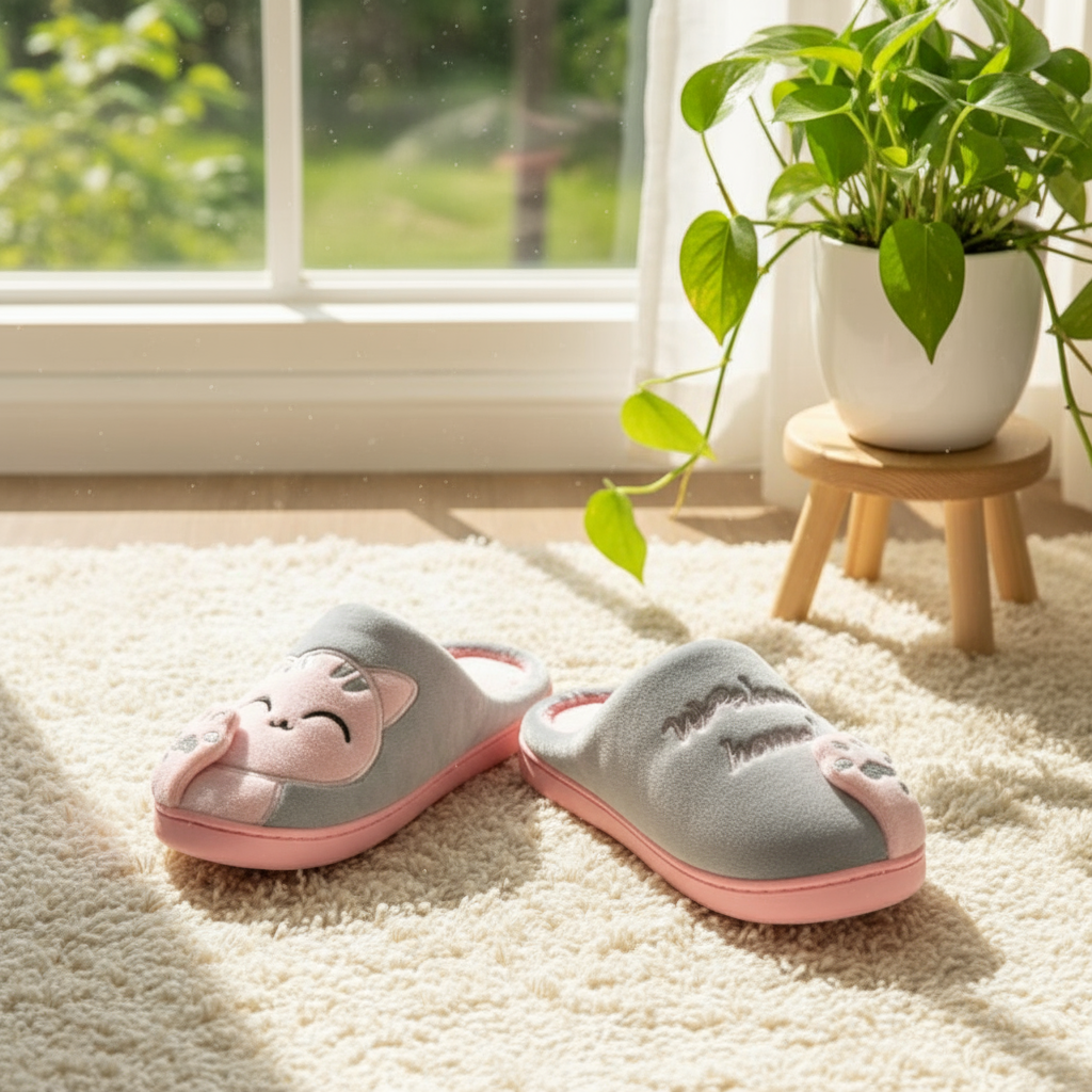 Pantoufles Chat Gris - Confort et Style Inégalés pour Vos Pieds