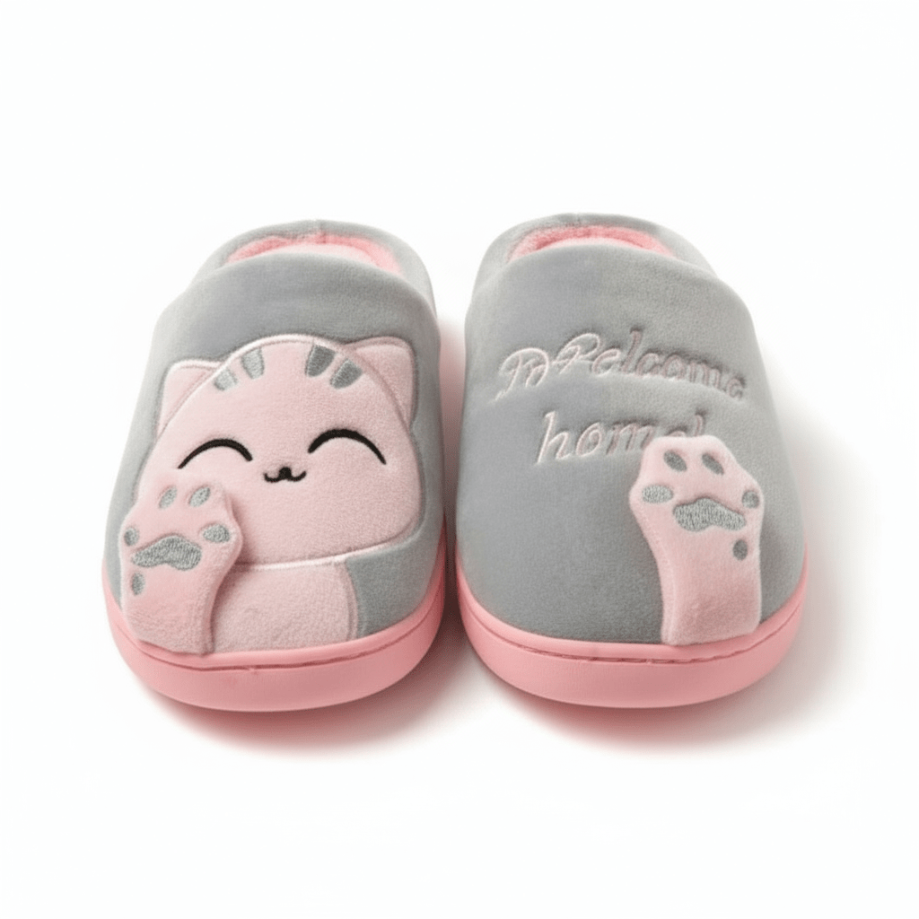Pantoufles Chat Gris - Confort et Style Inégalés pour Vos Pieds